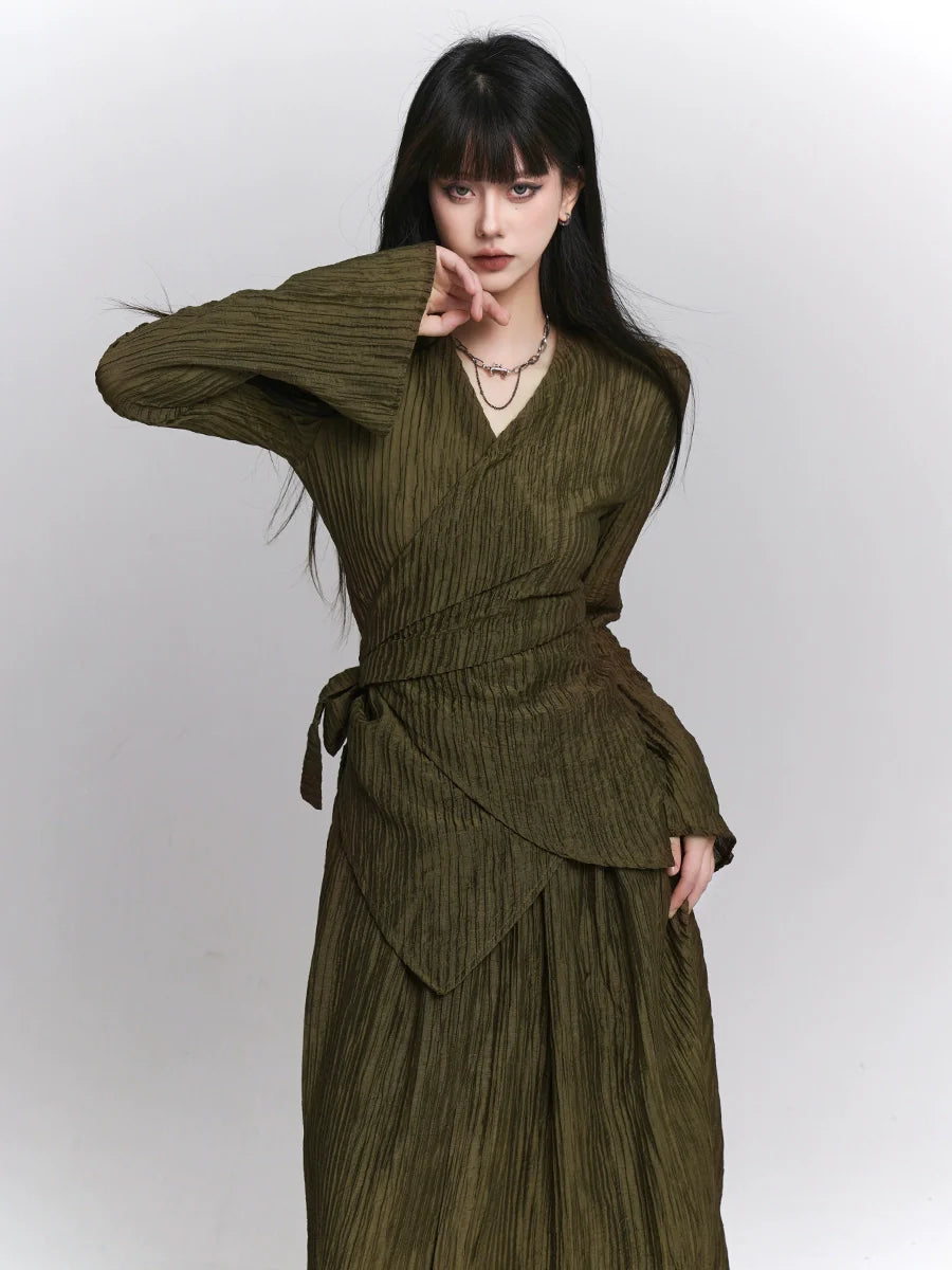 Loose + Long Waist Skirt Top Retro Dark