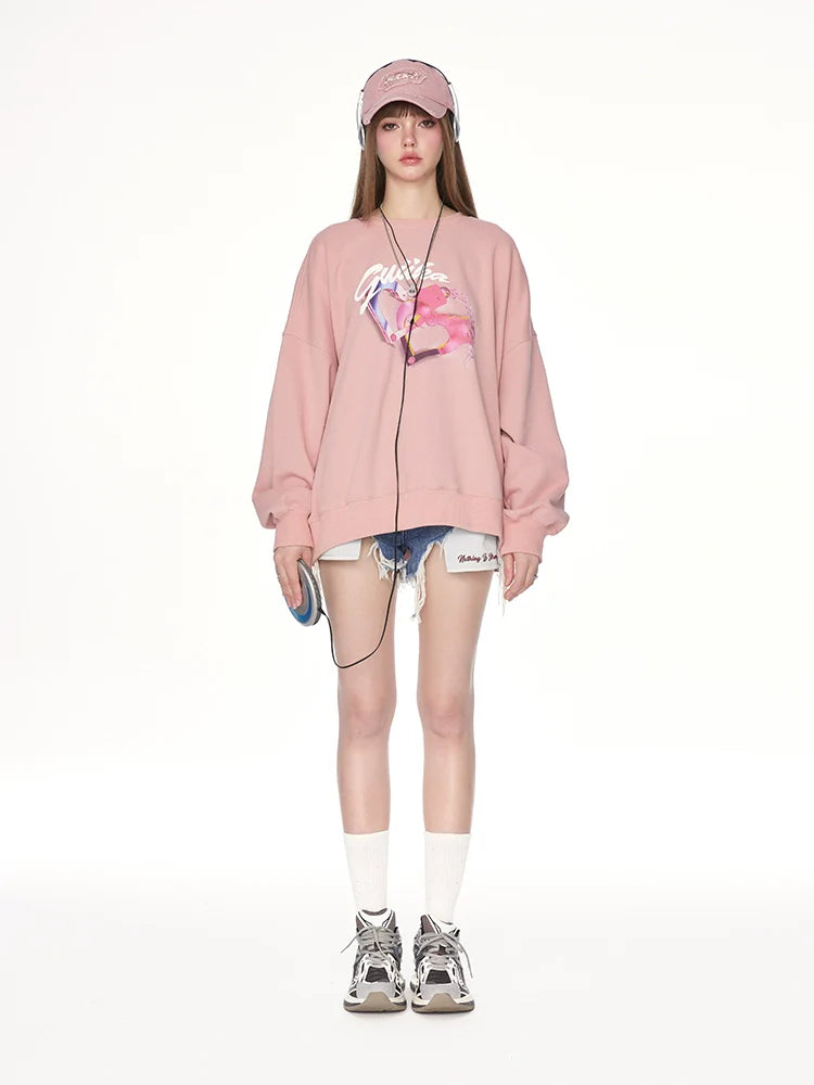 Retro süßes Sweatshirt Logo Pinky Over