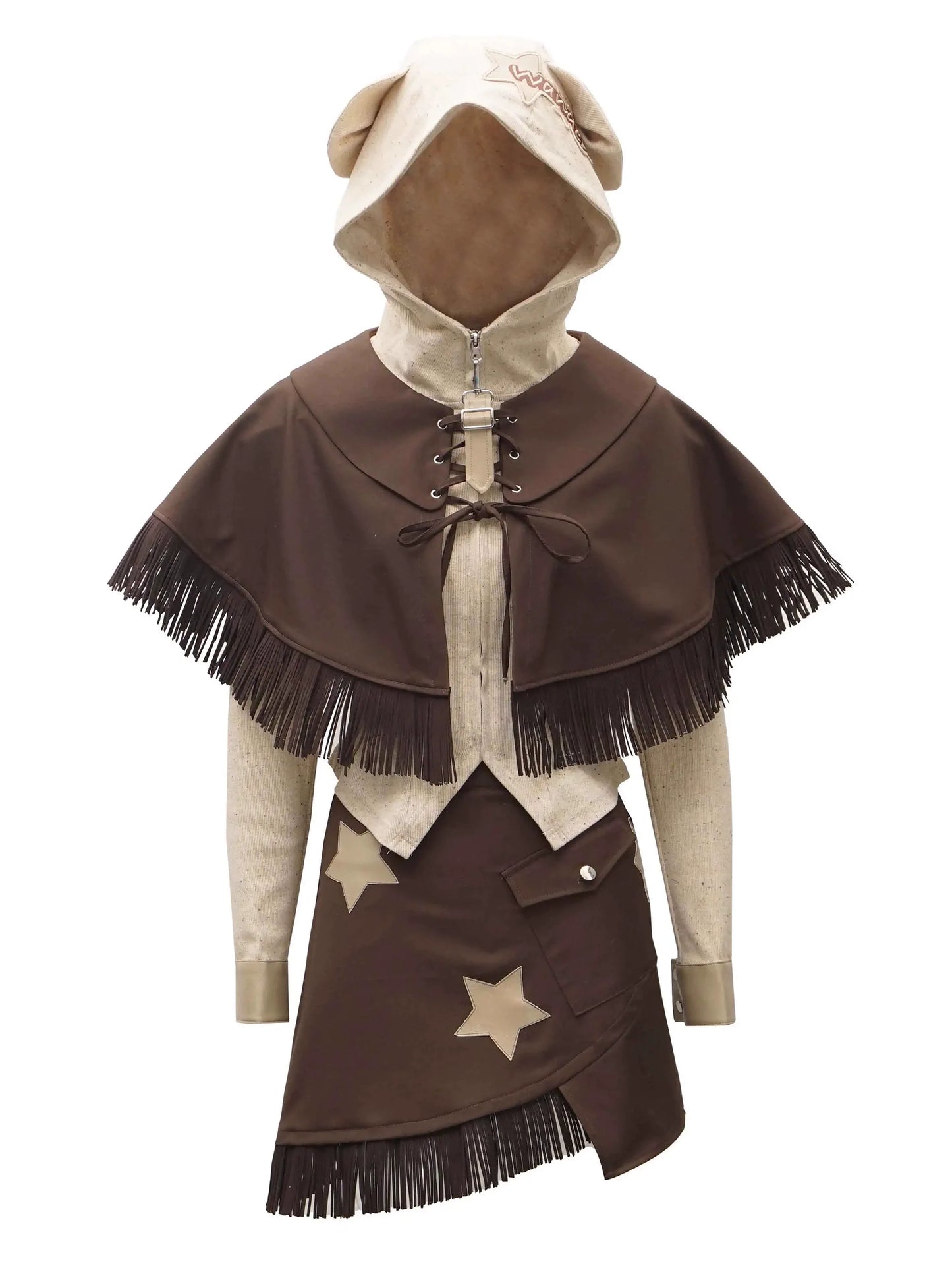 デザインスプリットワンダーベアニットトップショールメイラード