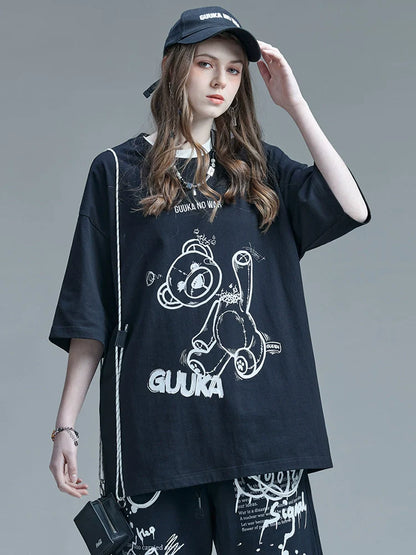 イラストモードデザイン コットンベア ピュアTシャツ