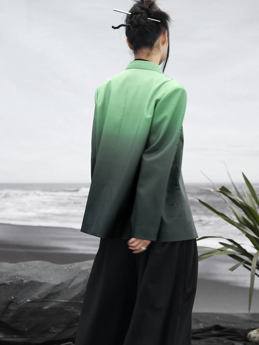 ダークチャイナグラデーションジャケットグリーン
