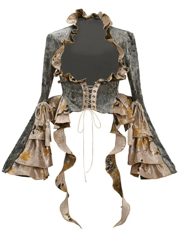 ドラゴンストラップタッセルフェスティバルチャイナレースジャケットショート