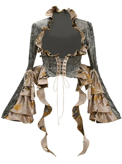 ドラゴンストラップタッセルフェスティバルチャイナレースジャケットショート