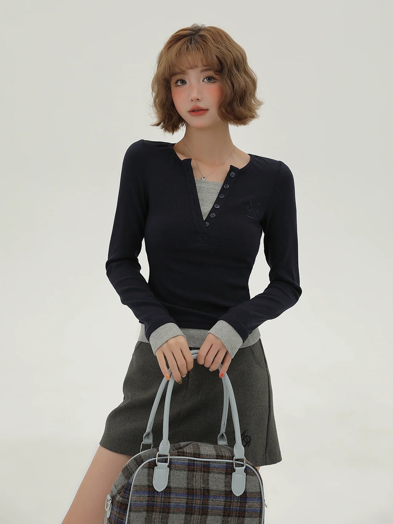 Faux Long Slim Simple Piece American T Two