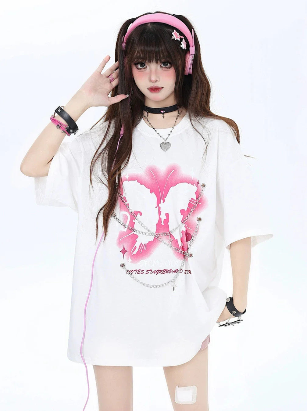 Kettenschmetterling Punkrock Amerikanisches T-Shirt Metallbild