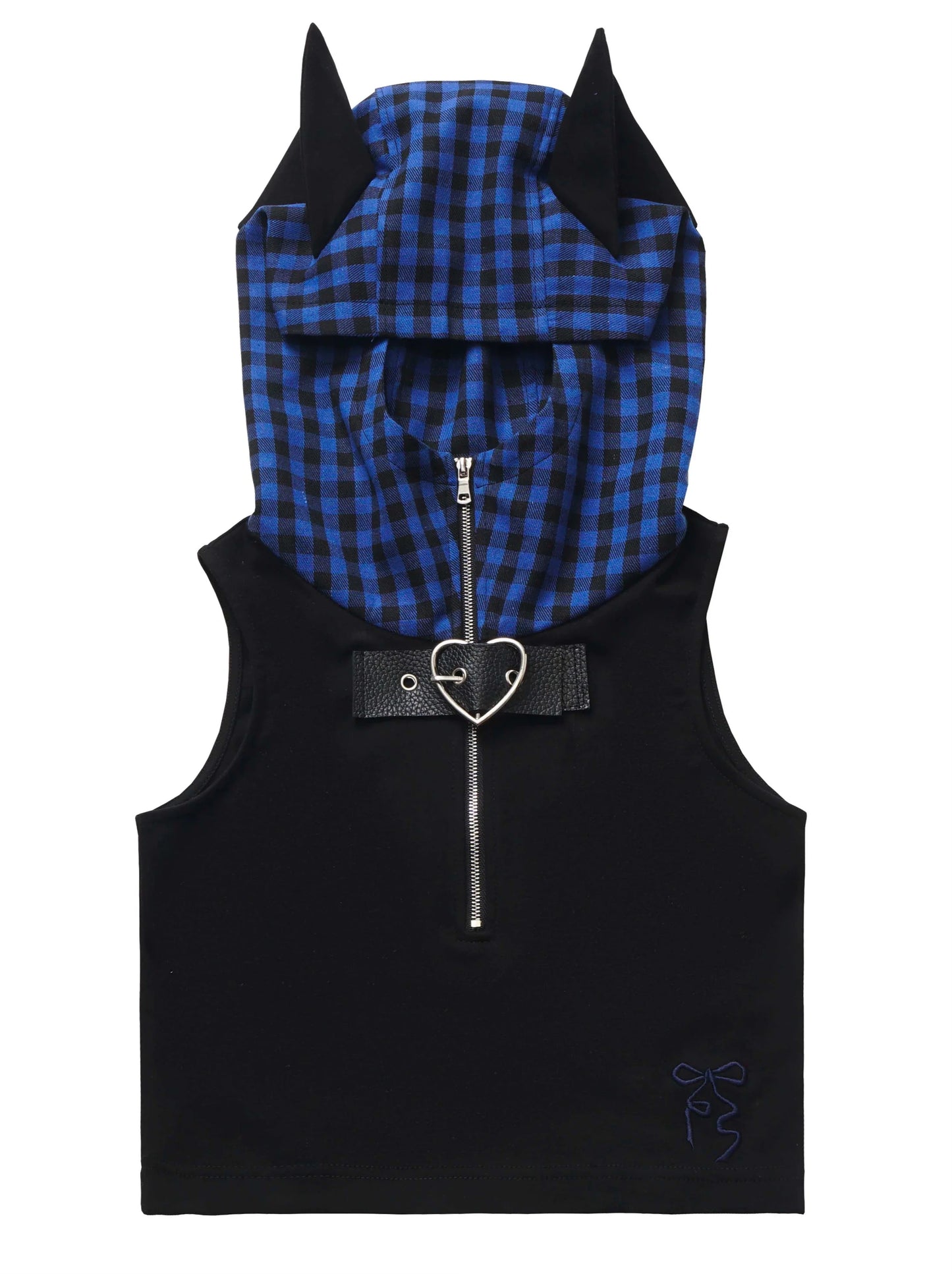 キャットブルーフィーディチェック耳デザインスーツサマーステッチストラップ