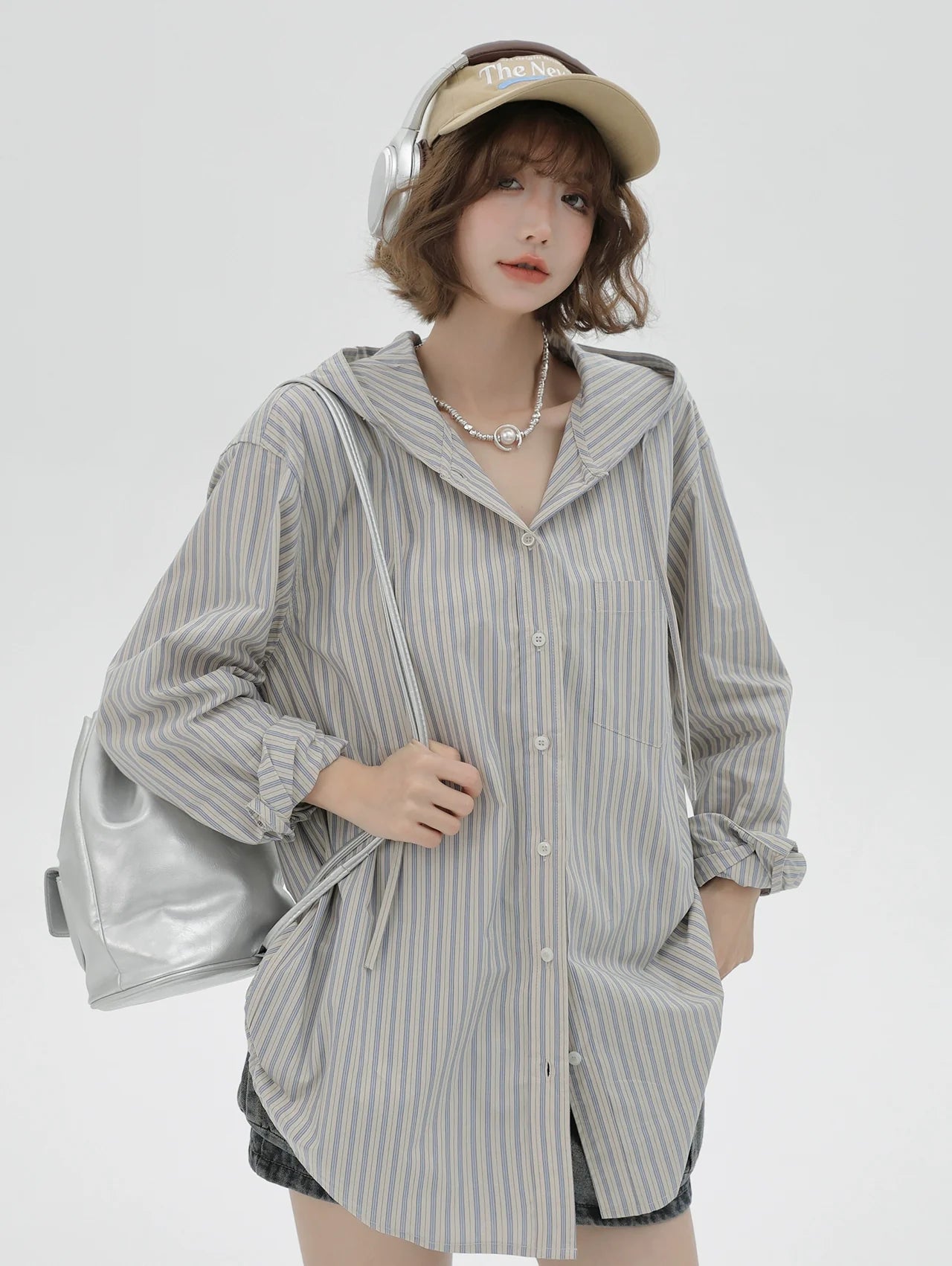 Halo Shirt Girly Over Striped Hoodie