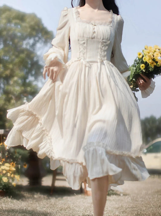 オイルネックスクエアフラワー+ペイントフレンチビスチェドレス