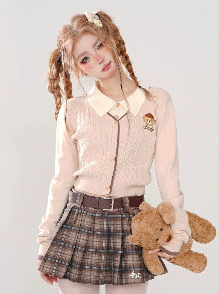 Collar Sunny Faux Polo Zweiteiliger Strick-College-Bär