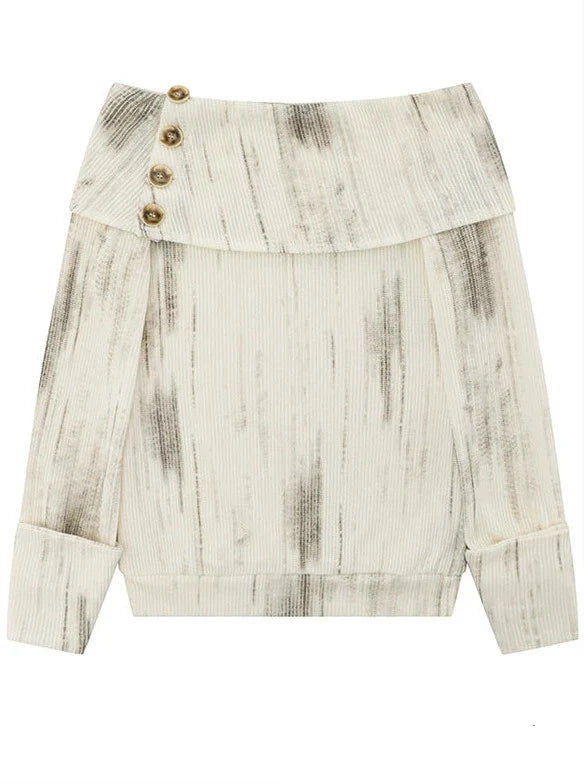 Retro Knit American Flap Off-Shoulder