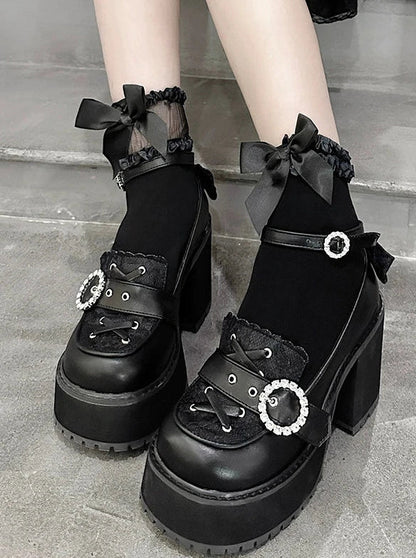 Punk Round Toe Strap Platform Shoes
