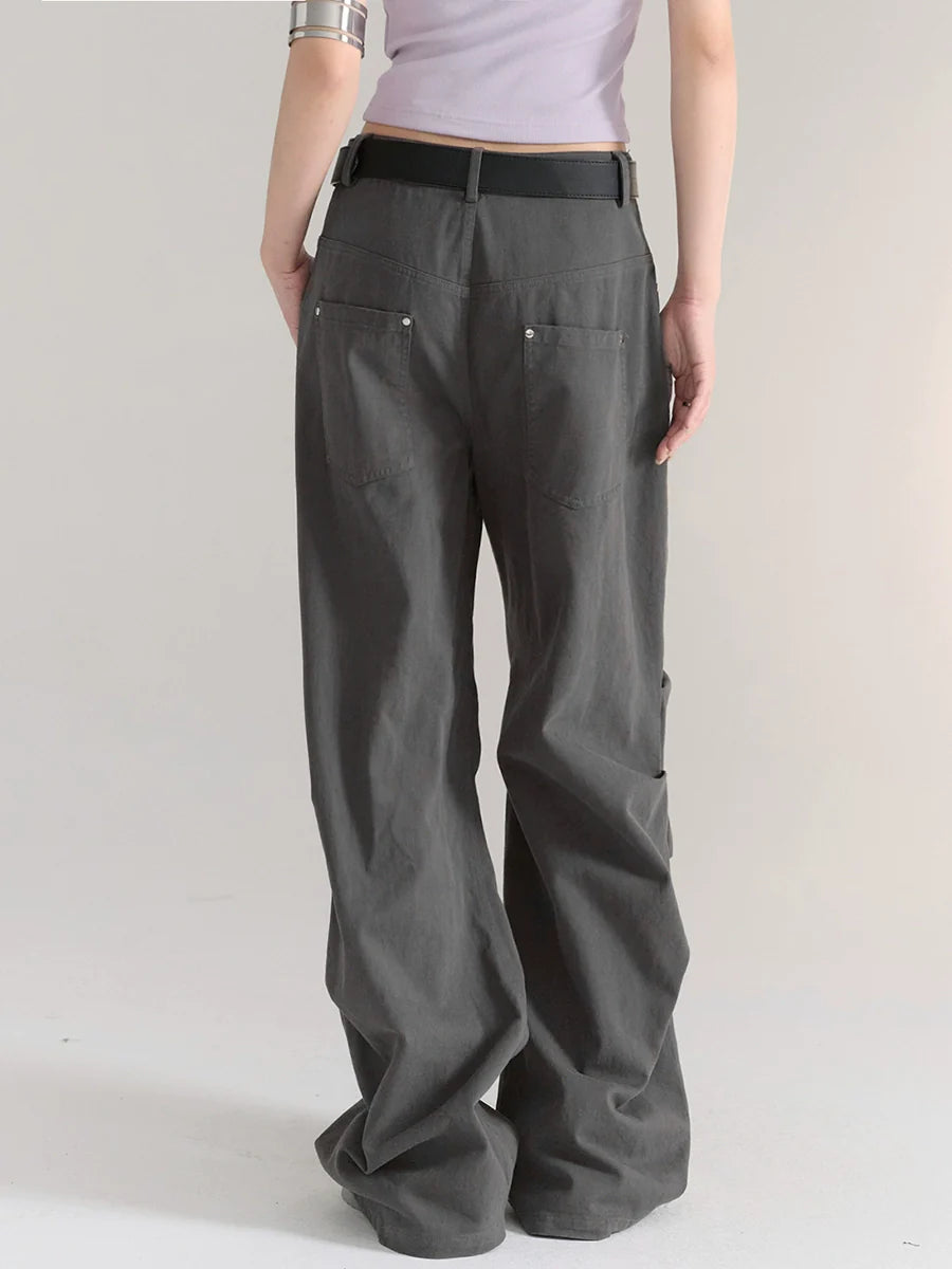 Wide Jeans Denim Straight Pants Pleated