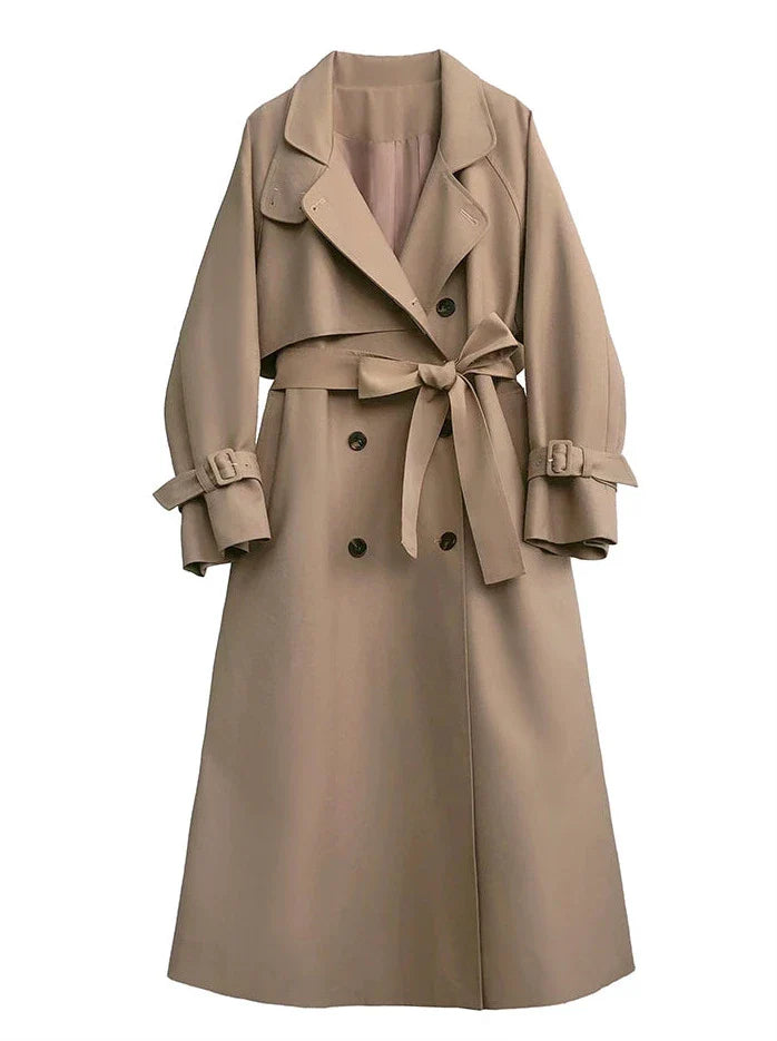 トレンチカーキエレガントコートスタイルレトロブリティッシュ