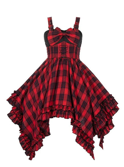 Covers Dark Leg Skirt Check Asymmetrical Rock Suspended