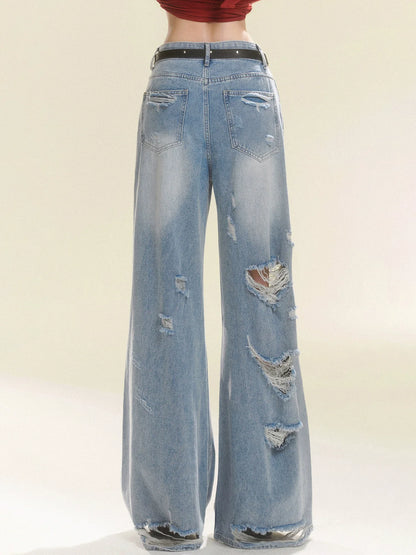 Lange Hose Denim Damaged Wide