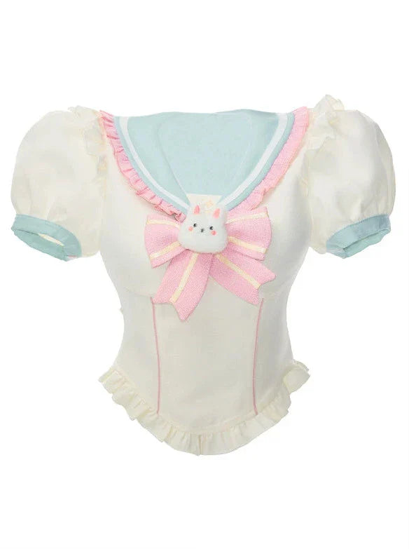 Sailor Shirt Collar Ice + Rabbit Water Skirt