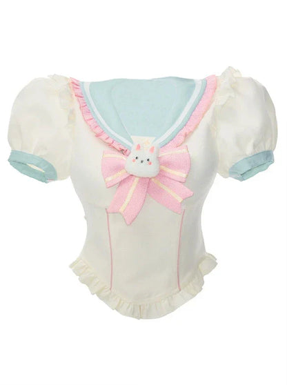 Sailor Shirt Collar Ice + Rabbit Water Skirt