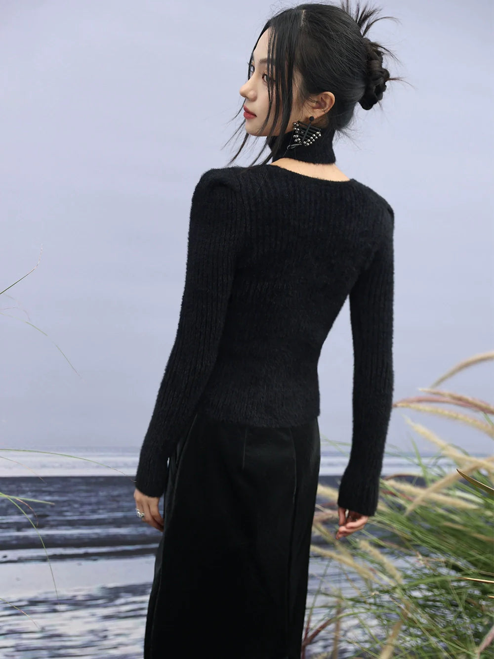Halter Neck Sweater Choker Knit