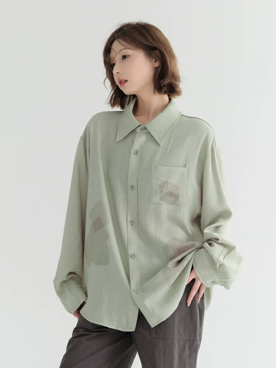 Design Shirt Sheer Pleated