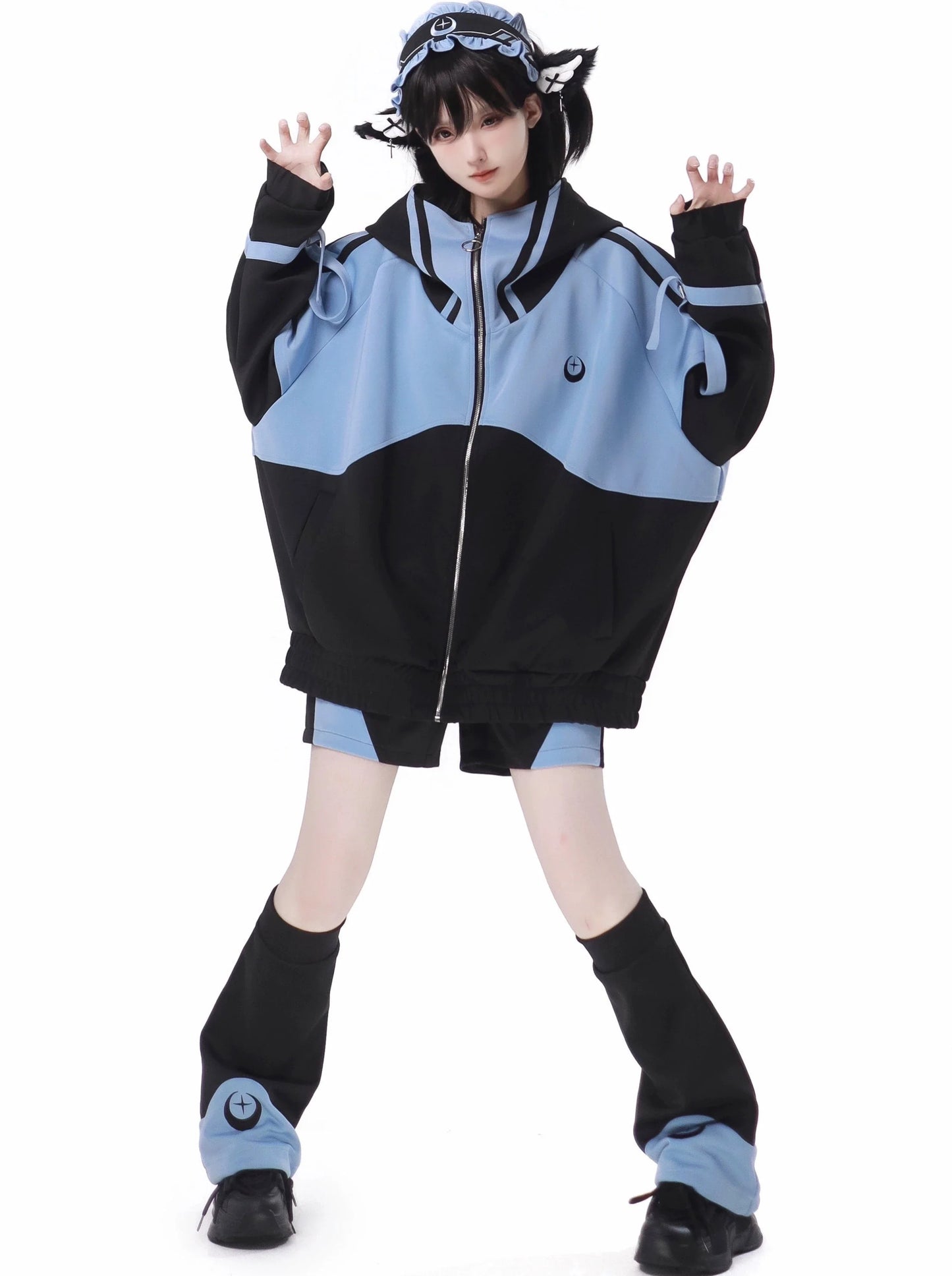 Bein Shorts Jacke Subkultur Wärmer Stirnband Dunkle Hosen Sportliche