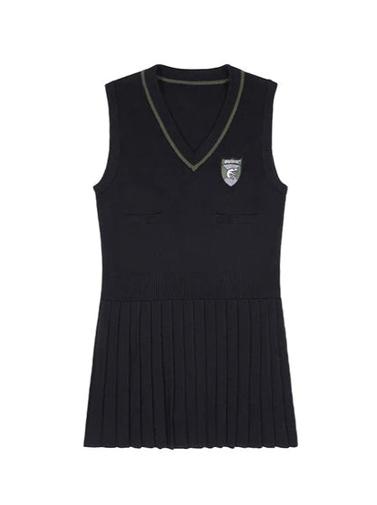 Pleated Sleeveless Knit Dress College