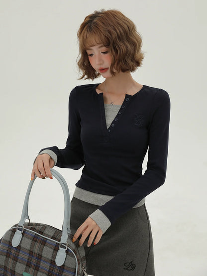 Faux Long Slim Simple Piece American T Two