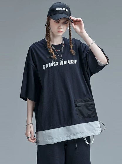 Top Mesh American Mode Summer Loose Logo