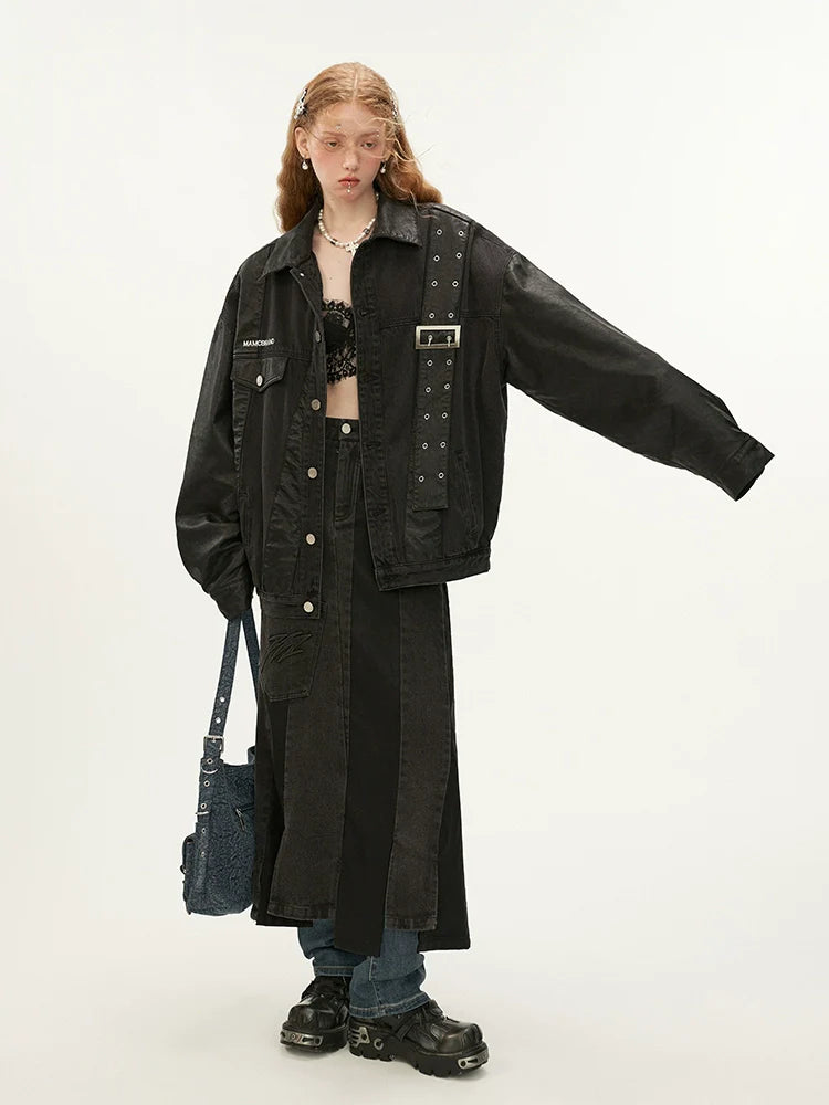デニムニッチレザーストラップジャケット