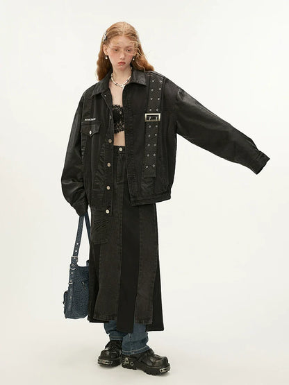 デニムニッチレザーストラップジャケット