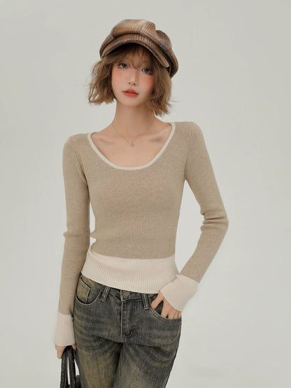 Slim Contrast Color Knit