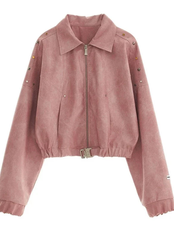 Damaged Mode Lederjacke + Mittellanger Rock + Ledermantel mit Taillengürtel