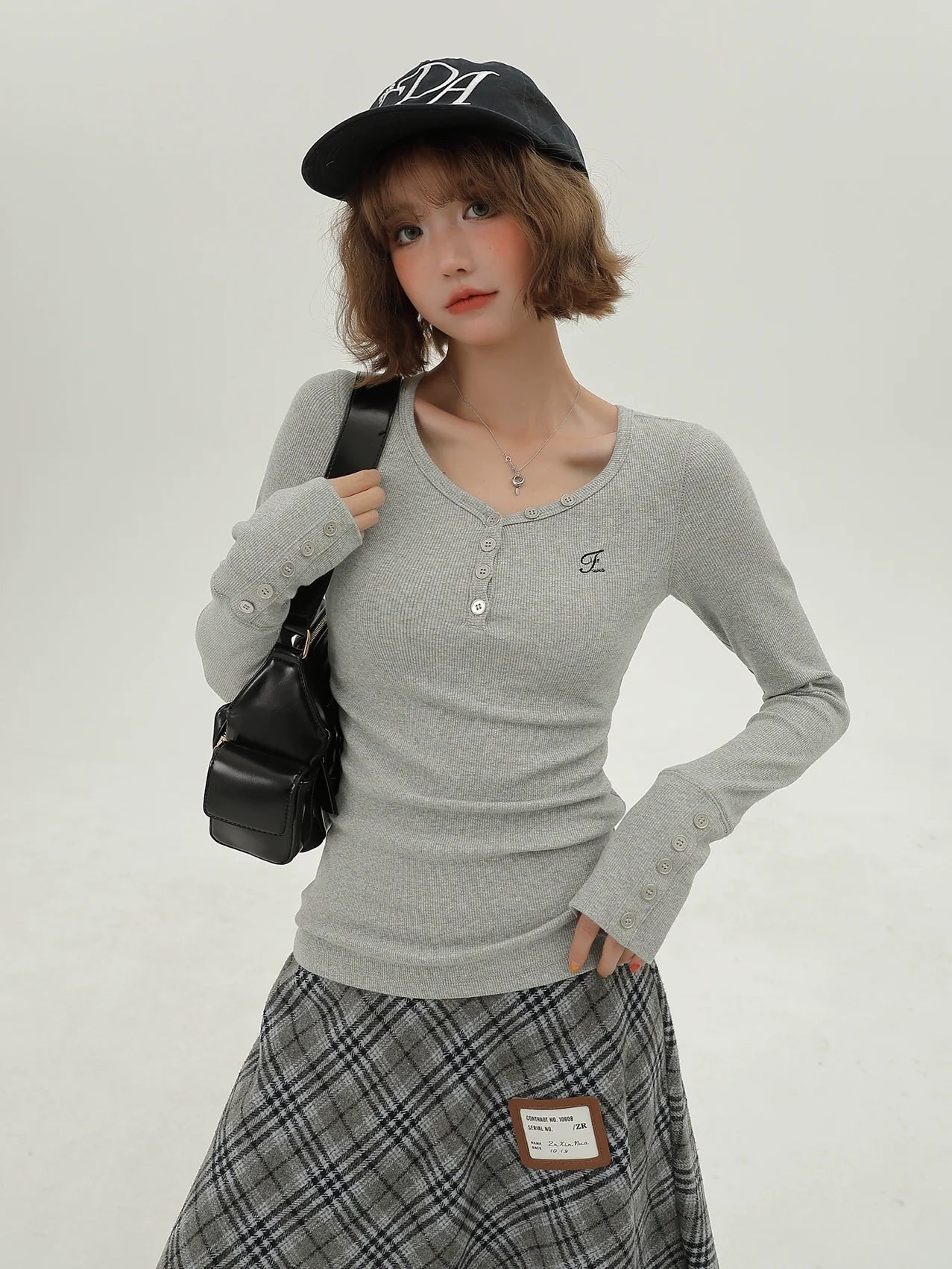 V-Ausschnitt Retro T American Long