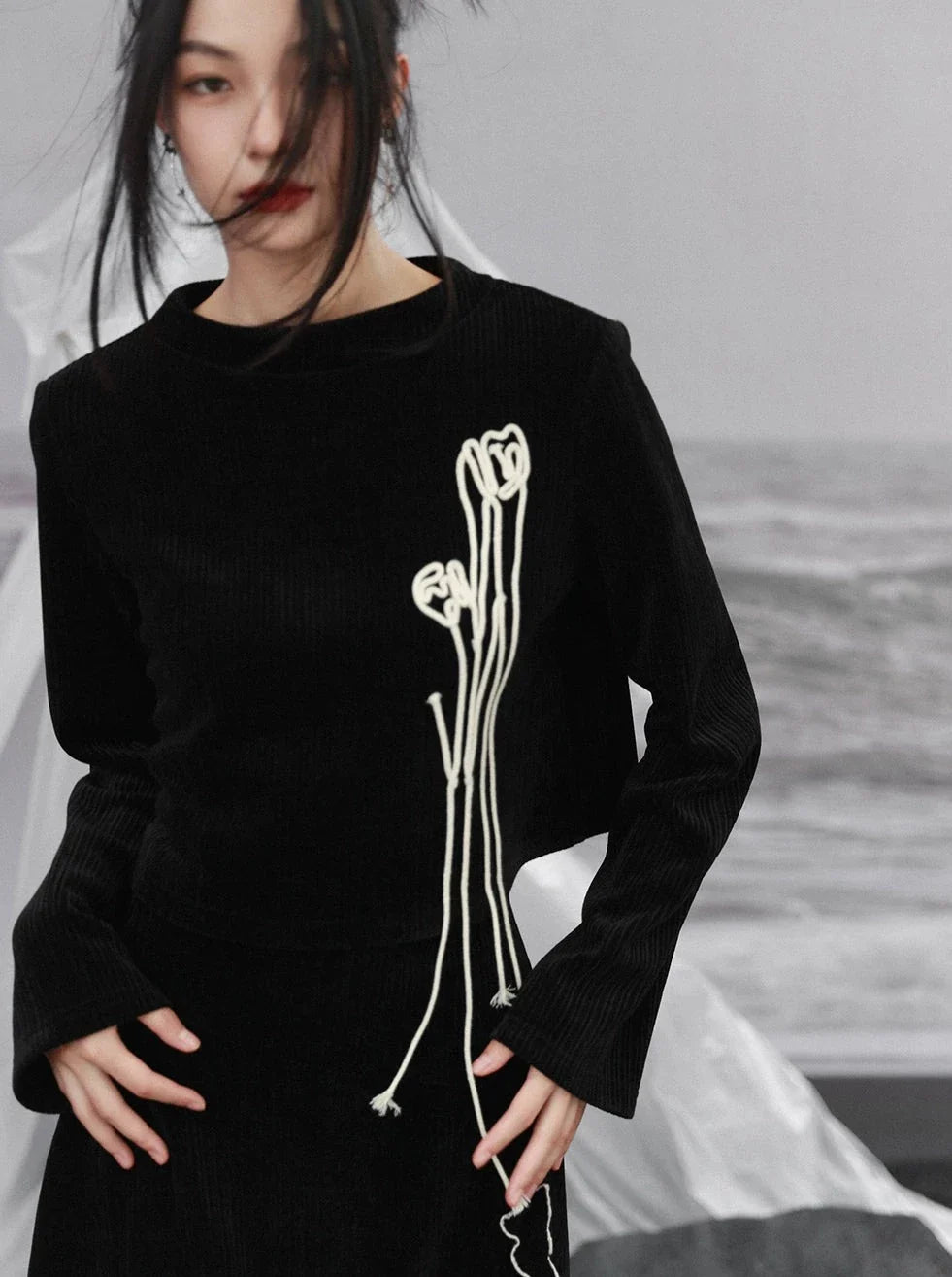 Mote Dark Rib Top Short Tulpe