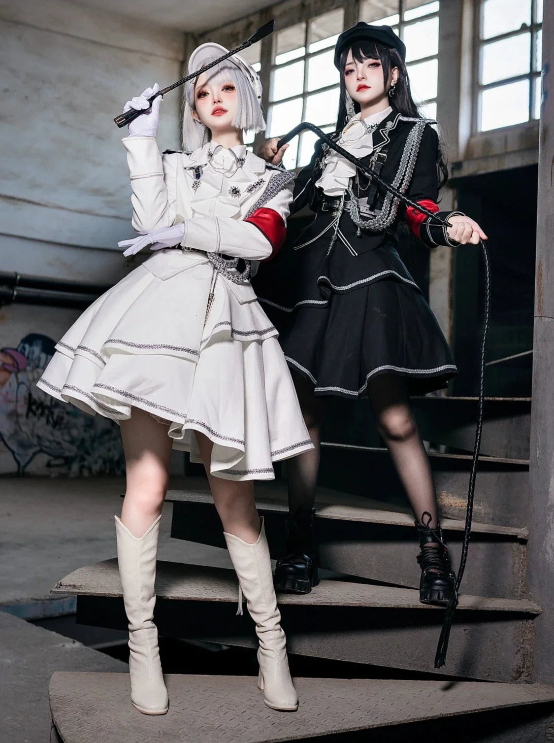 Armeerock Dunkel Asymmetrisch Militär + Uniform + Hemd Mantel