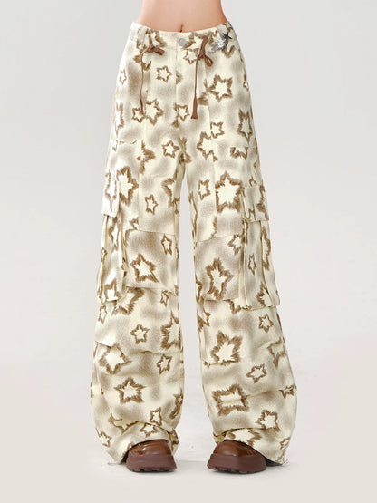 Lockere, lässige, weite Hose mit Sternenmuster