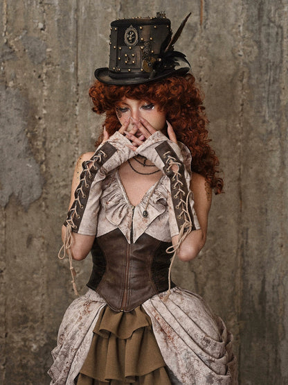 レッグブラウンレースアップウォーマー