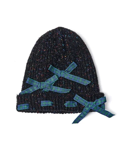 Ribbon Ribbed Knit Top + Ribbon Knit Hat + Knit Flowers