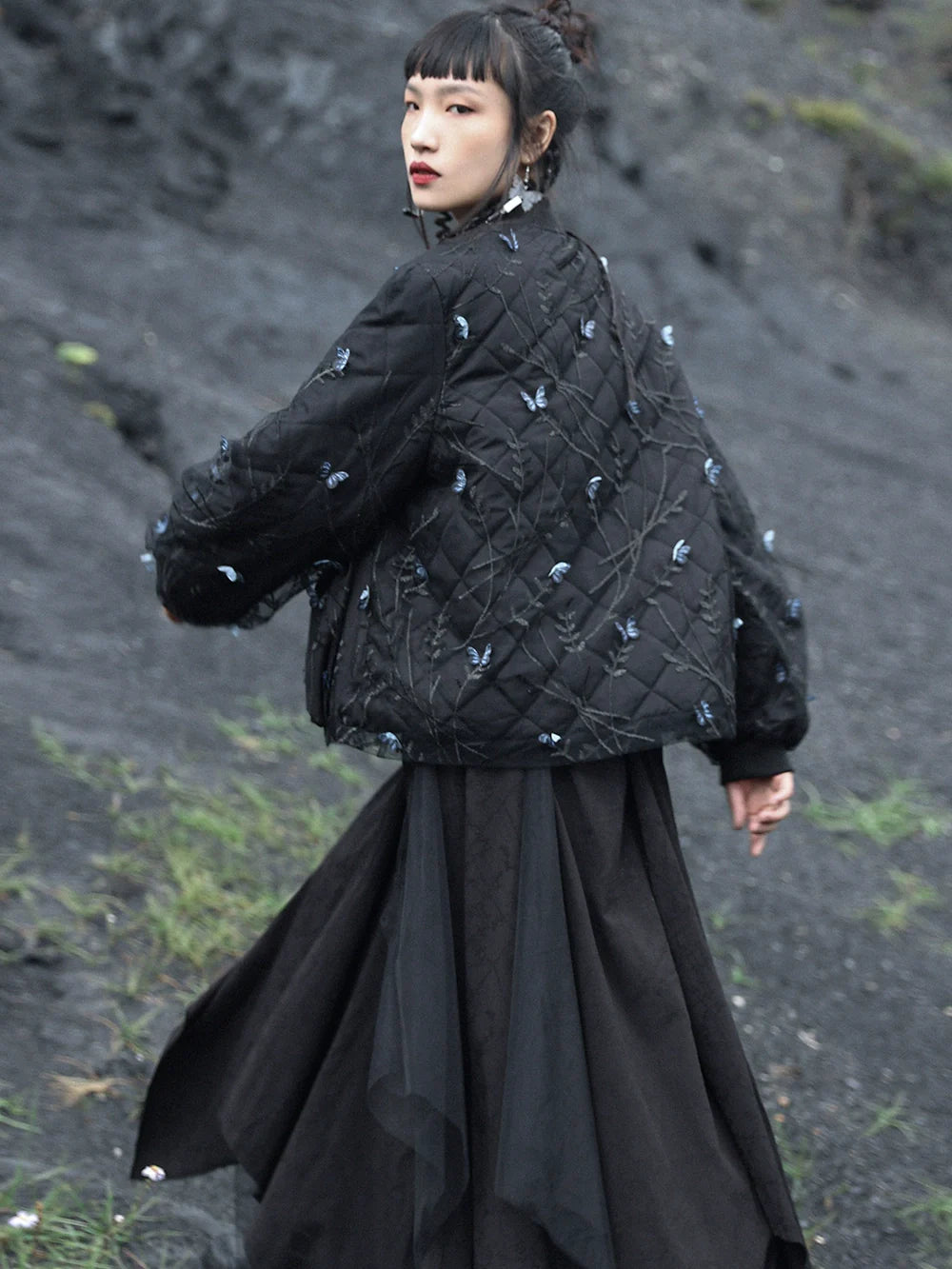 レトロスタイル カジュアル ダークバタフライ スポーツジャケット