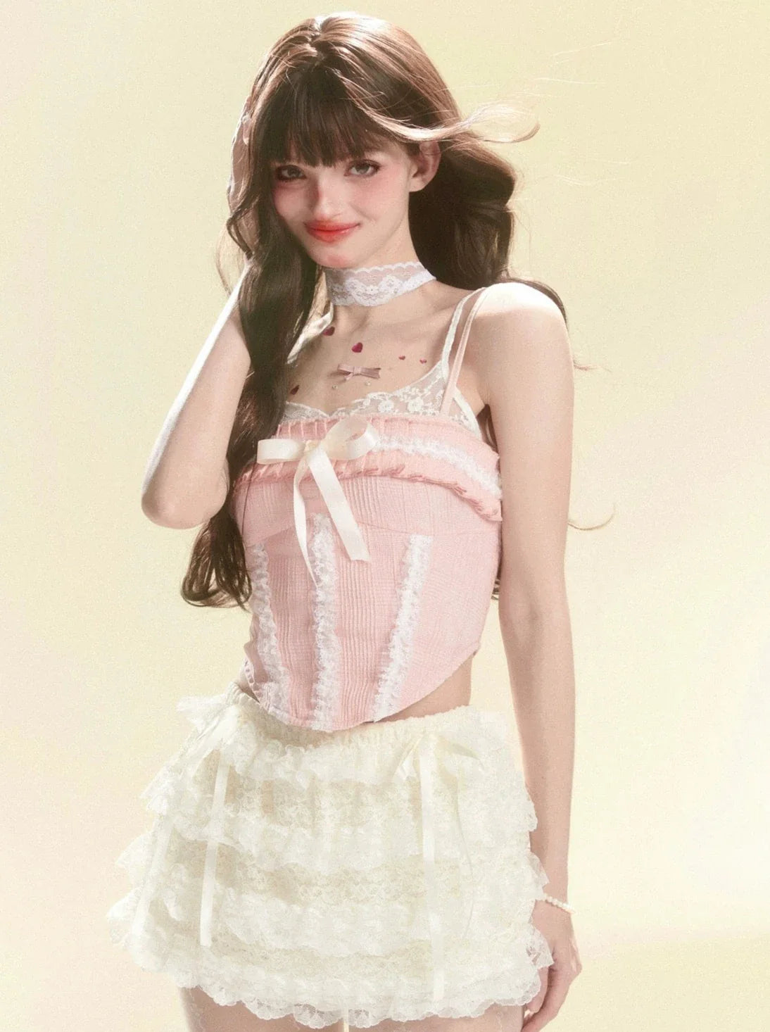 Camisole Tops Spitze Rüschen