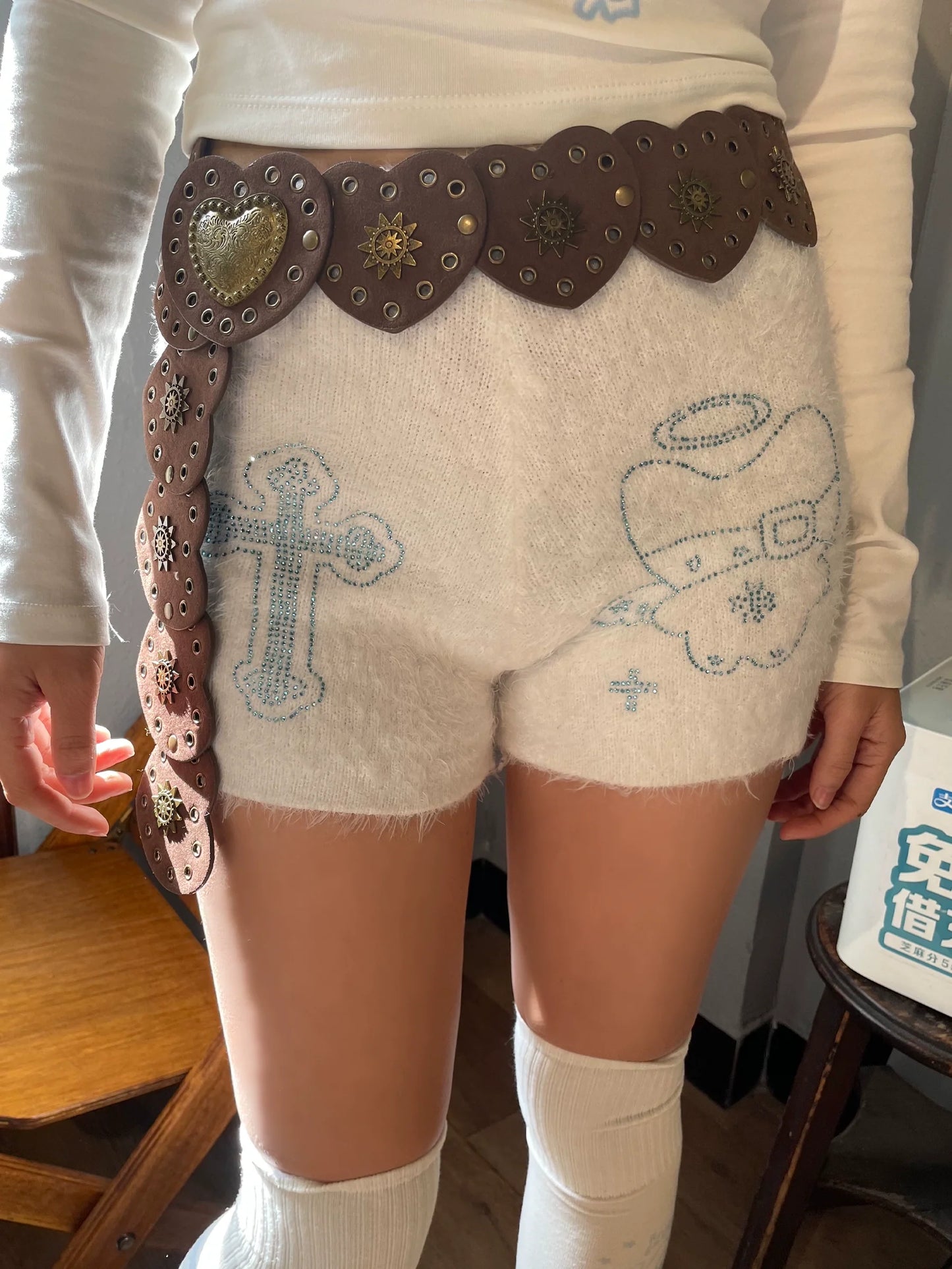 Fur Diamond Pattern Pants