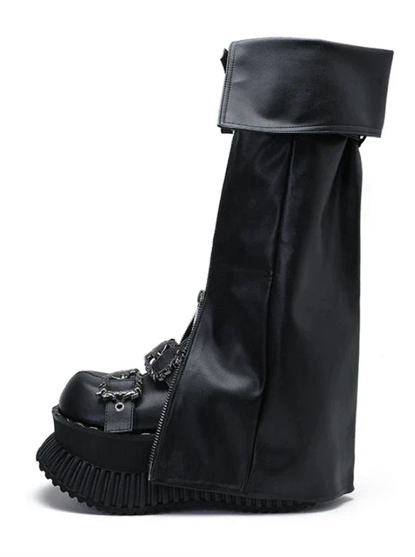 Zip-Klappschuhe Leder Beinset Cover Muffin + Punk Plateau