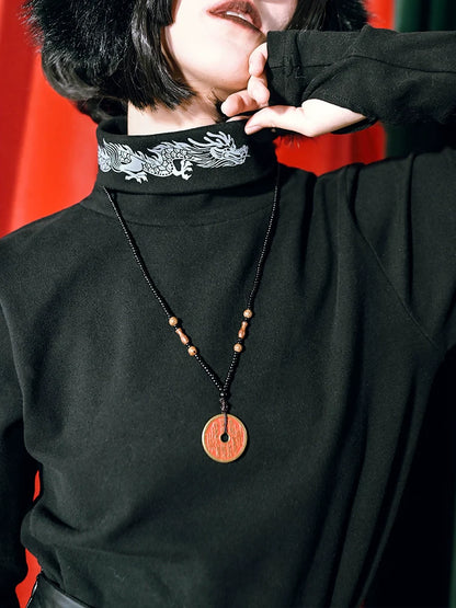 ハイベースシャツ ドラゴンプリントネック