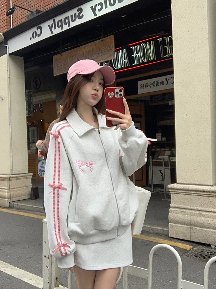 リボンアームスカートカジュアル+ジャケットタイト