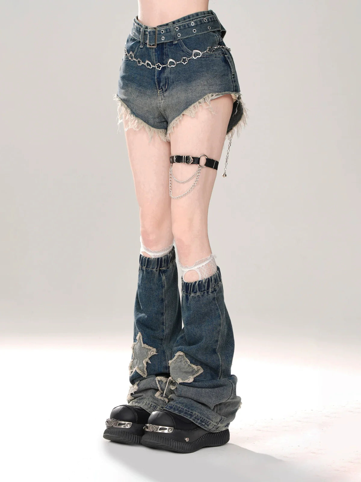 Girly Cool Denim Flared Blue Shorts