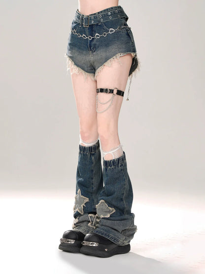 Girly Cool Denim Flared Blue Shorts