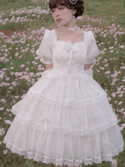 ロリータ+フラワードレス ホルターネック ウェディングドレス ライトサスペンダー