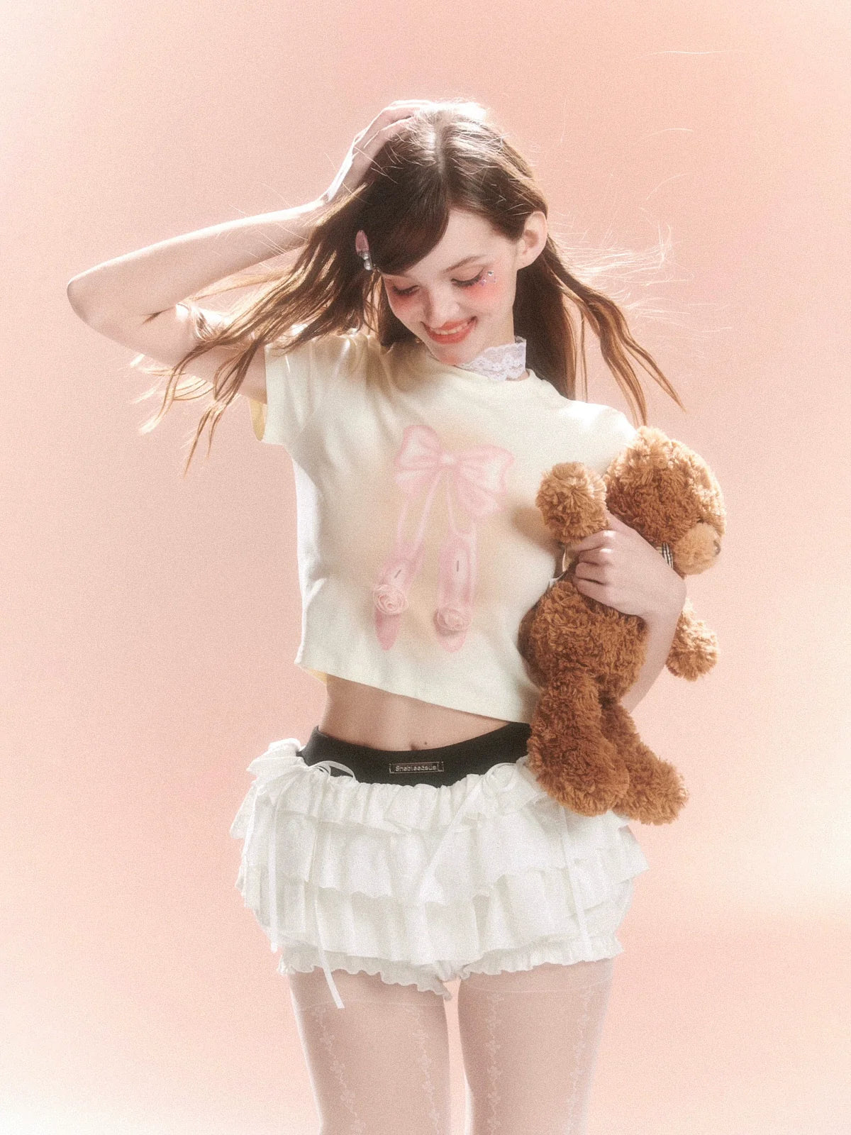 Pants Lace Tiered Flared Skirt