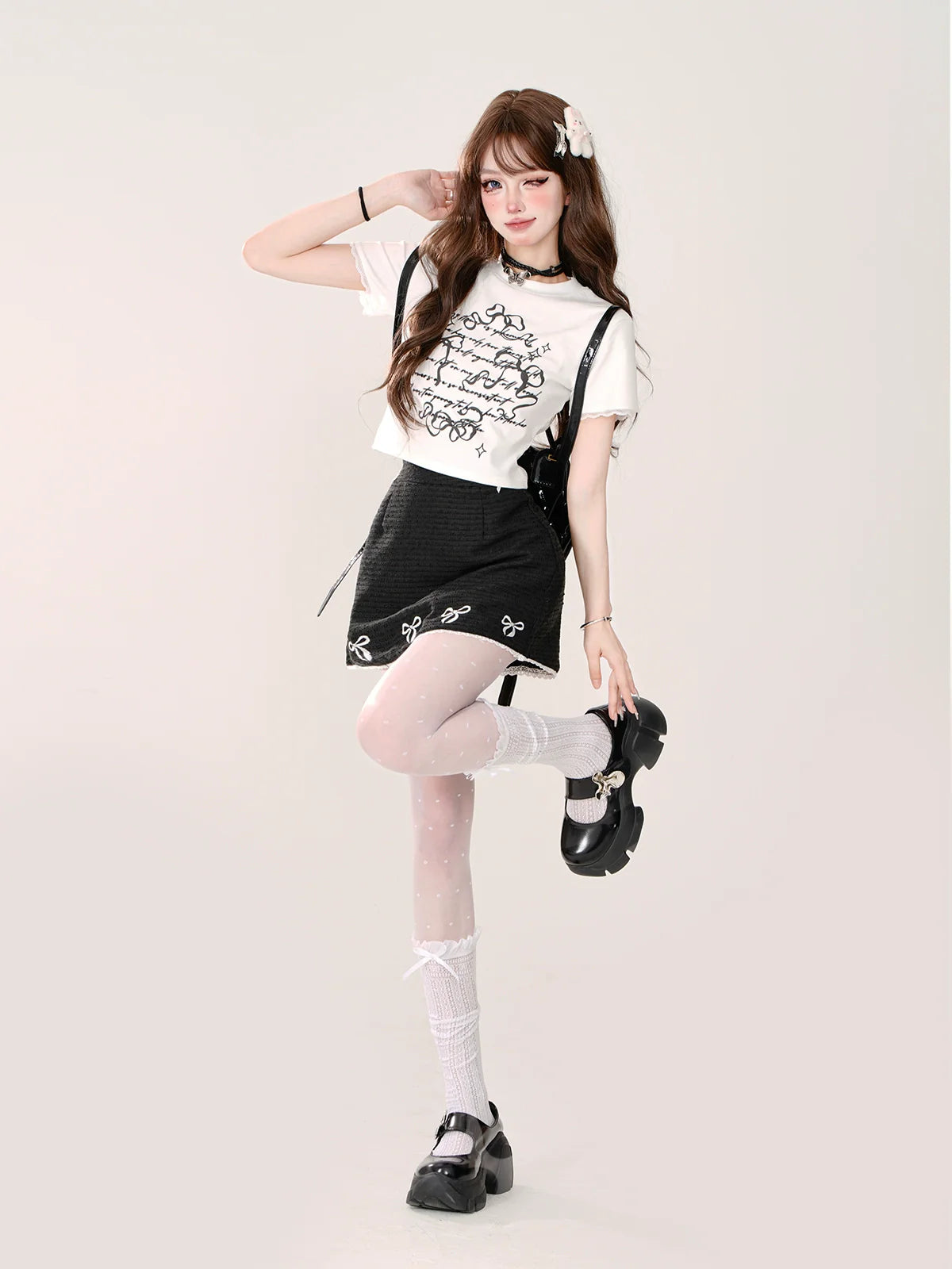 Chic American Letter Short Illustration Top Slim Design