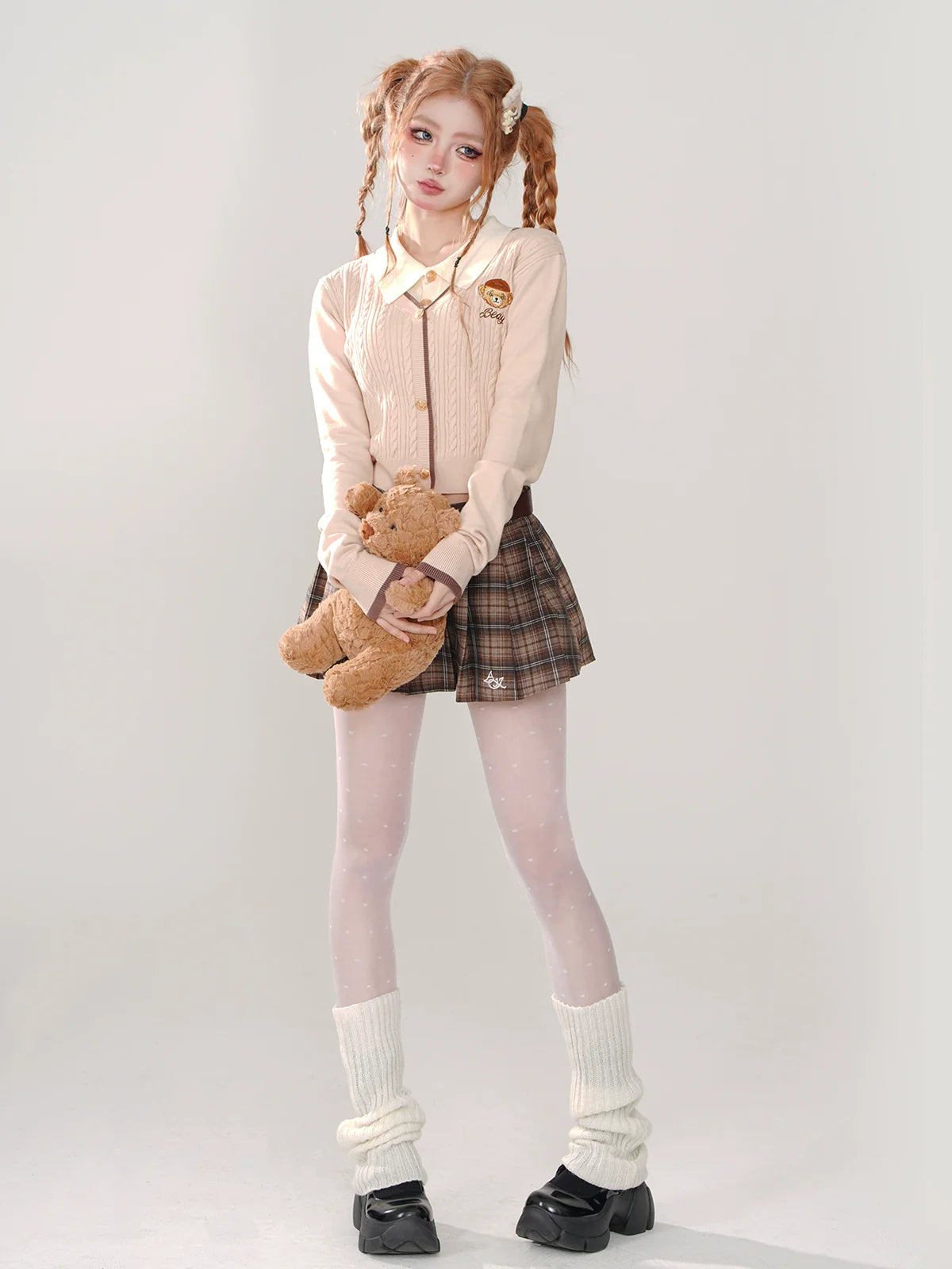 Collar Sunny Faux Polo Zweiteiliger Strick-College-Bär