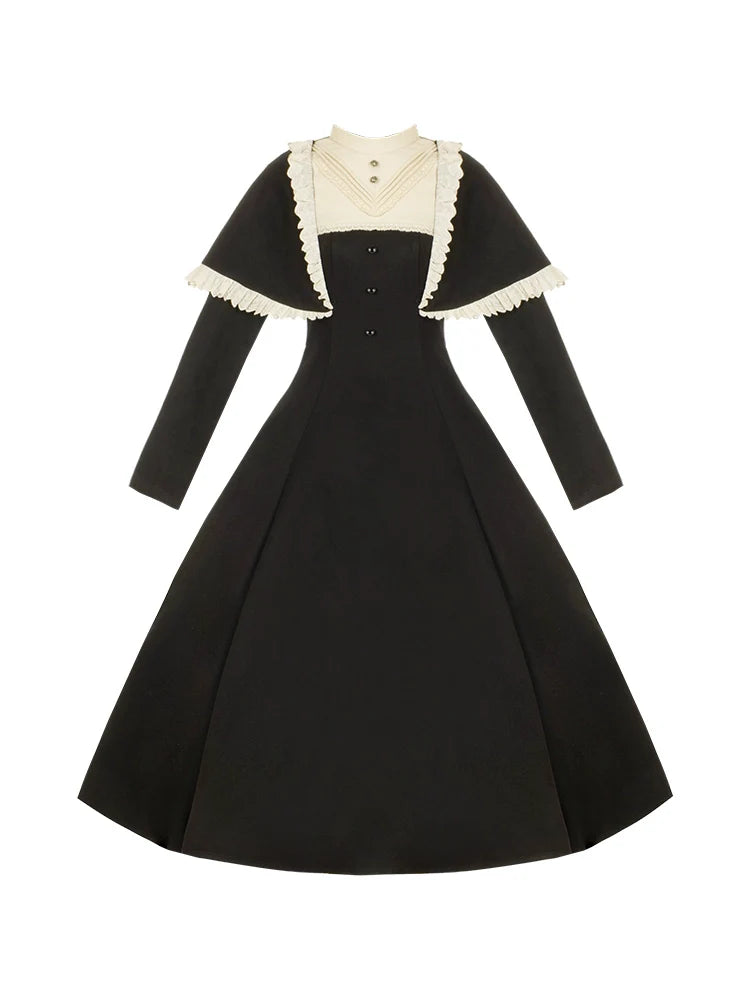 Piece Faux Gothic Dress Two Lolita